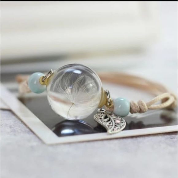 Jewelry - Glass Ball Dried Dandelion Bracelets Ceramic  Hand